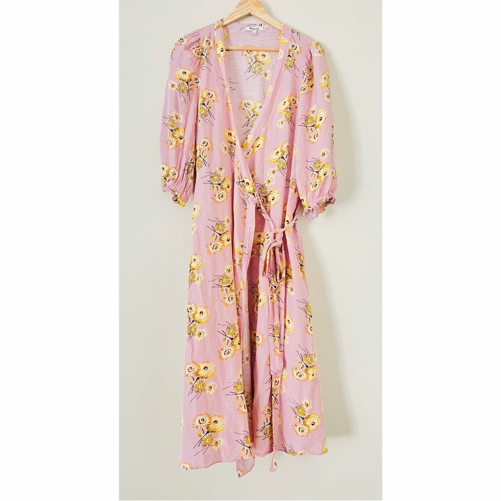 Madewell Pink Floral Kimono with Yellow Accents